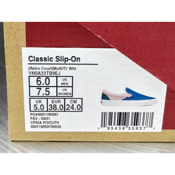 Vans Classic Slip-On Skate Shoes 'Retro Court' Women's Size 7.5 VN0A33TB9EJ - Picture 12 of 12